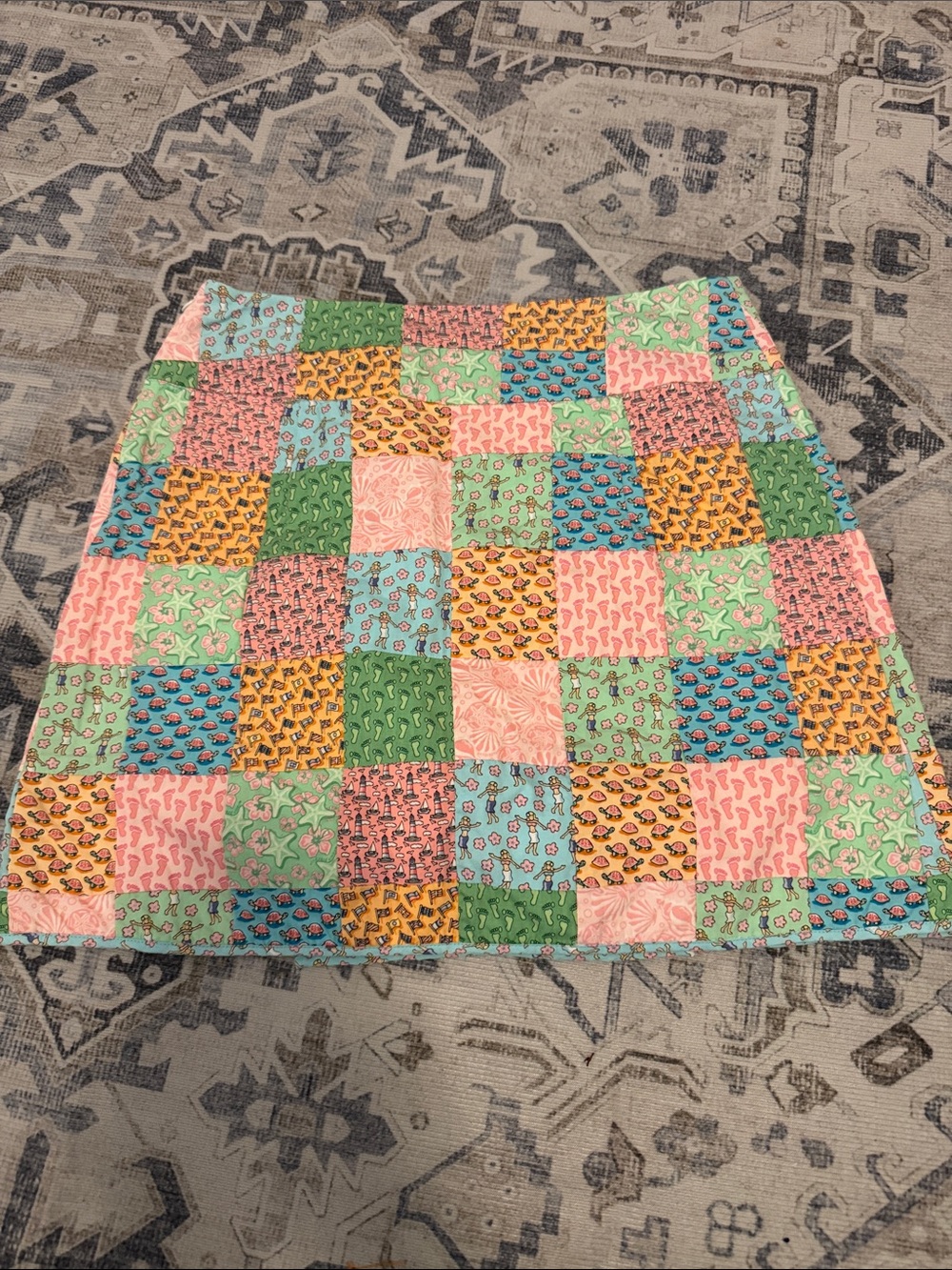 Vineyard Vines Size 0 Patchwork Print Cotton Mini Skirt Preppy Coastal - Picture 3 of 3